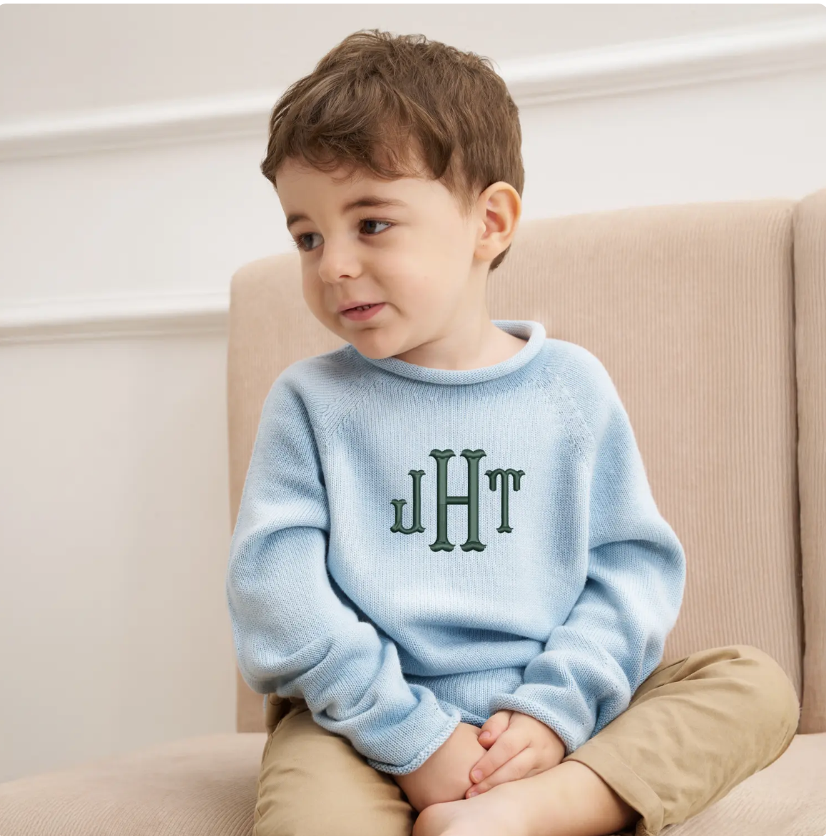 Monogrammed Roll Neck Sweater
